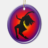 Jazz dancer silhouette op multi-achtergrond keramisch ornament (Links)