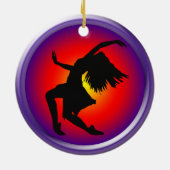 Jazz dancer silhouette op multi-achtergrond keramisch ornament (Achterkant)