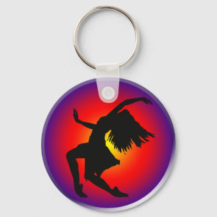 Jazz dancer silhouette op multi-achtergrond sleutelhanger
