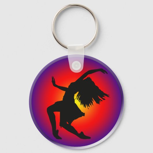 Jazz dancer silhouette op multi-achtergrond sleutelhanger (Voorkant)