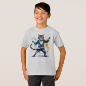Jazz Dancing Cool Cat Fun Waterverf T-shirt (Voorkant volledig)