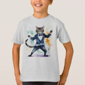 Jazz Dancing Cool Cat Fun Waterverf T-shirt (Voorkant)