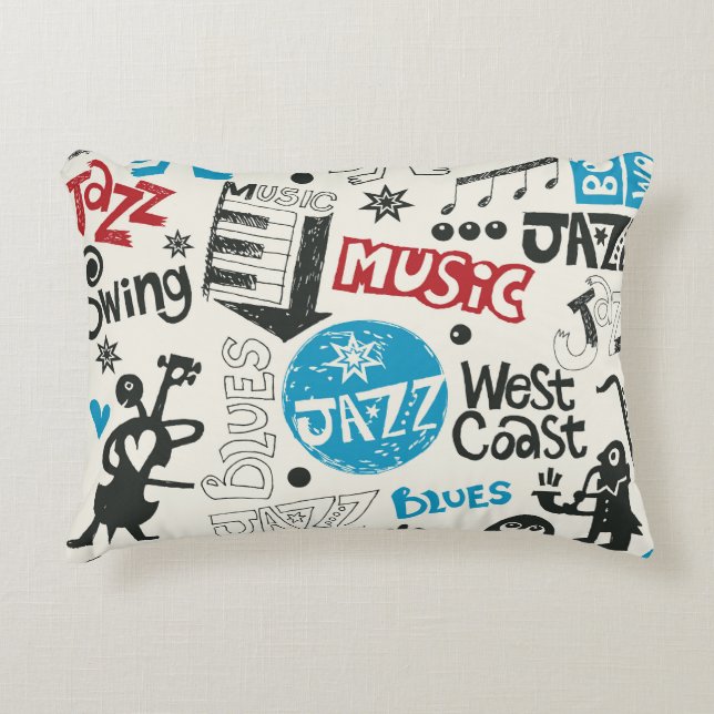 Jazz Doodle: Eclectische muziek mix Accent Kussen (Voorkant)