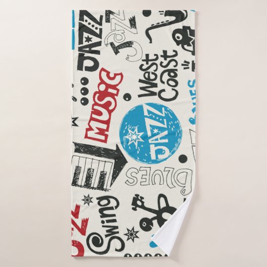 Jazz Doodle: Eclectische muziek mix Badhanddoek (Badhanddoek)