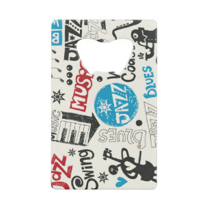 Jazz Doodle: Eclectische muziek mix Creditkaart Flessenopener