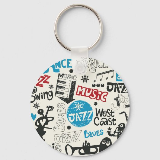 Jazz Doodle: Eclectische muziek mix Sleutelhanger (Voorkant)