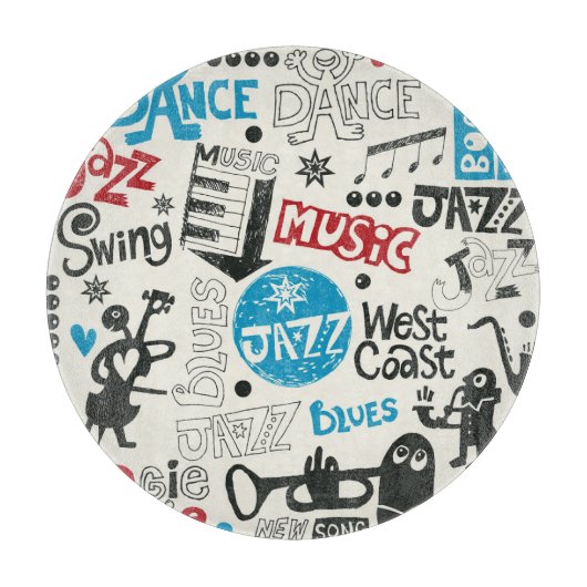 Jazz Doodle: Eclectische muziek mix Snijplank (Voorkant)
