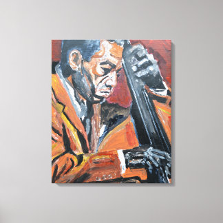 Jazz Double Bassist Neo-Expressionist Canvas Afdruk