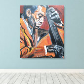Jazz Double Bassist Neo-Expressionist Canvas Afdruk (Insitu (Houten vloer))