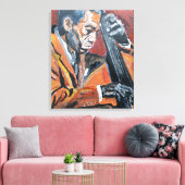 Jazz Double Bassist Neo-Expressionist Canvas Afdruk (Insitu (Woonkamer))