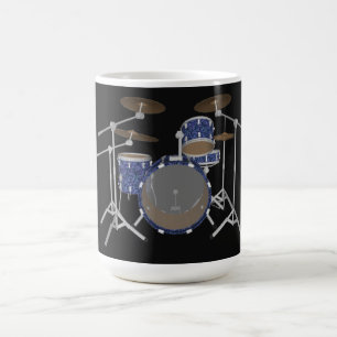 Jazz Drum Kit: Aangepaste blauwe drums set: Koffie Koffiemok