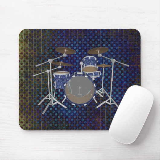 Jazz Drum Kit - Custom Blue Drums - Mousepad Muismat (Met muis)