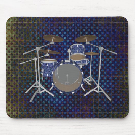 Jazz Drum Kit - Custom Blue Drums - Mousepad Muismat (Voorkant)
