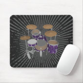 Jazz Drum Set - Aangepaste Violet Drums - Mousepad Muismat (Met muis)