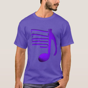 Jazz Elegant Paars Blauw Muzieknoot Slank Letterty T-shirt