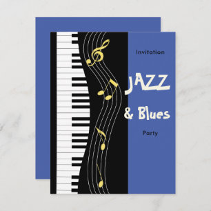 Jazz en Blues Theenmaal Party Invitation Kaart