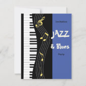 Jazz en Blues thema verjaardagsfeestje uitnodiging (Voorkant)
