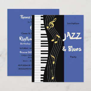 Jazz en Blues thema verjaardagsfeestje uitnodiging