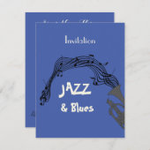 Jazz en Blues Threadparty Invitation Kaart (Voorkant / Achterkant)