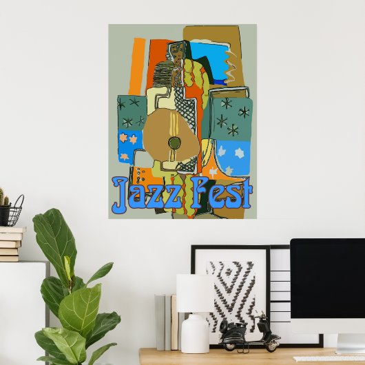 Jazz Fest, Abstract Guitar Poster (Thuiskantoor)