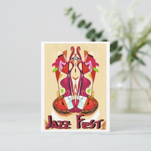 Jazz Fest Abstracte bas1 Briefkaart (Staand voorkant)