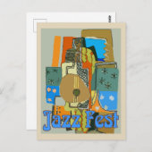 Jazz Fest, Abstracte gitaar Briefkaart (Voorkant / Achterkant)