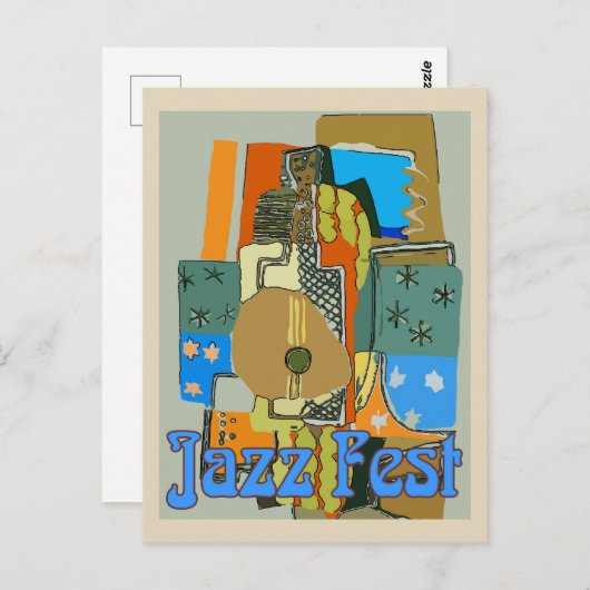 Jazz Fest, Abstracte gitaar Briefkaart (Voorkant / Achterkant)