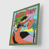 Jazz Fest Art Decco Clock Vierkante Klok (Hoek)