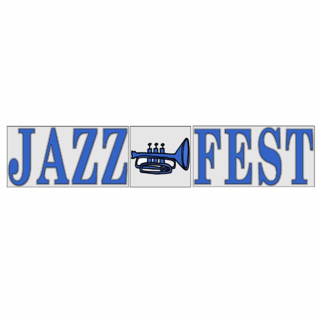 Jazz Fest Blauwe Hoorn & Letters Staand Fotobeeldje (Voorkant)