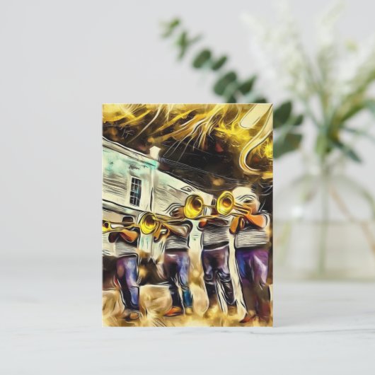 Jazz Fest Block Party Briefkaart (Staand voorkant)