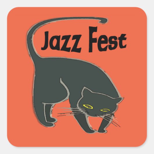 Jazz Fest Chat Noir, Red 2015 Square Sticker (Voorkant)