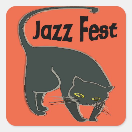 Jazz Fest Chat Noir, Red 2015 Vierkante Sticker (Voorkant)