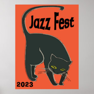 Jazz Fest Chat Noir, Rood Poster