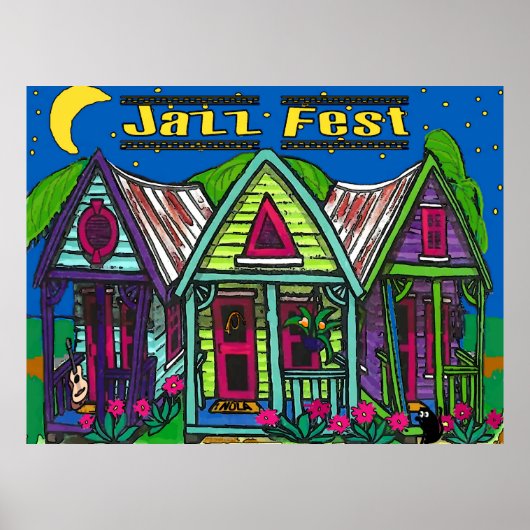 Jazz Fest Cottages Orleans Poster (Voorkant)