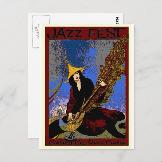 Jazz Fest Creëer My Ewn Music Lute Player Briefkaart (Voorkant / Achterkant)