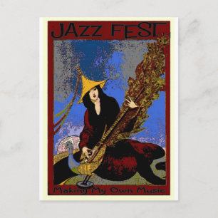 Jazz Fest Creëer My Ewn Music Lute Player Briefkaart