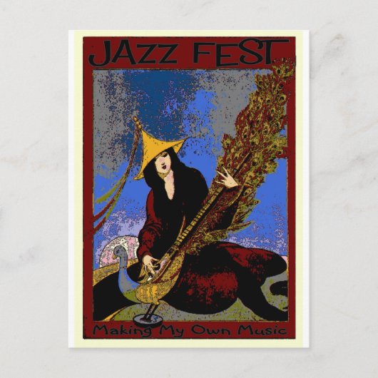 Jazz Fest Creëer My Ewn Music Lute Player Briefkaart (Voorkant)