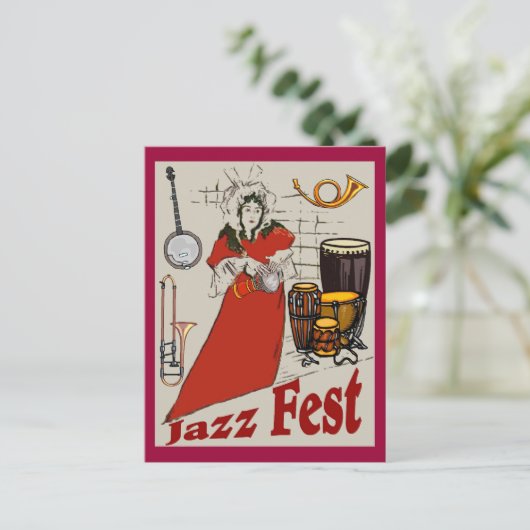 Jazz Fest Drum Lady Briefkaart (Staand voorkant)
