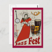 Jazz Fest Drum Lady Briefkaart (Voorkant / Achterkant)