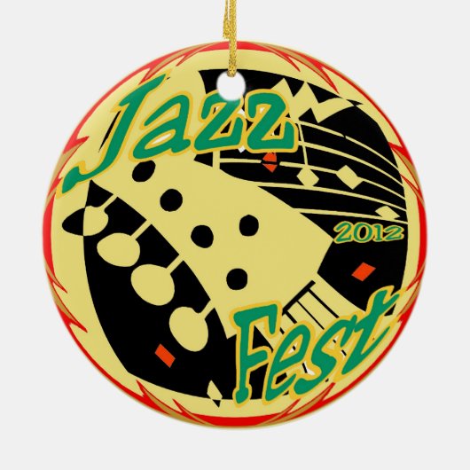 Jazz Fest Guitar 2012 Keramisch Ornament (Achterkant)