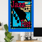 Jazz Fest Guitar in Blue 2020 Poster (Thuiskantoor)