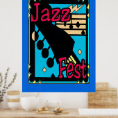 Jazz Fest Guitar in Blue Poster (Keuken)