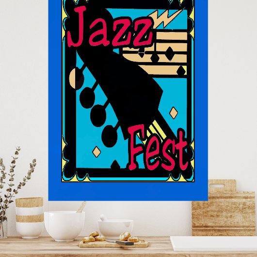 Jazz Fest Guitar in Blue Poster (Keuken)