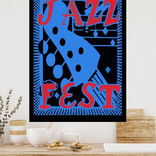 Jazz Fest Guitar in Blue too Poster (Keuken)