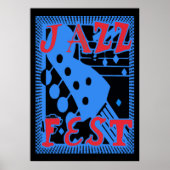 Jazz Fest Guitar in Blue too Poster (Voorkant)