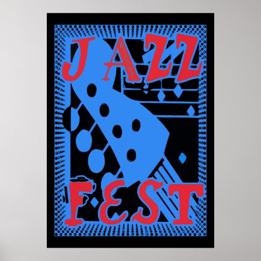 Jazz Fest Guitar in Blue too Poster (Voorkant)