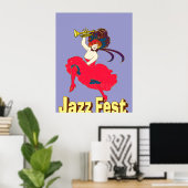 Jazz Fest Lady met Horn Poster (Thuiskantoor)