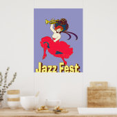 Jazz Fest Lady met Horn Poster (Keuken)
