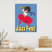 Jazz Fest Lady met Horn Poster (Keuken)
