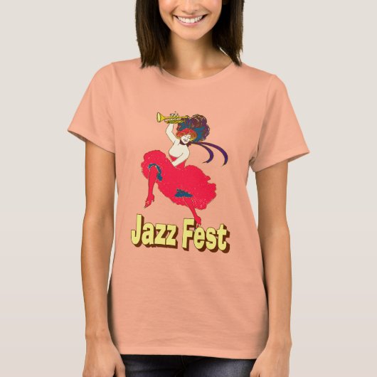 Jazz Fest Lady met Horn T-shirt (Voorkant)